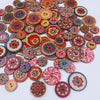 Vintage Wooden Buttons Assortment with Floral Designs