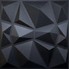 A close-up view of a dark gray, geometric 3D diamond wall panel texture.