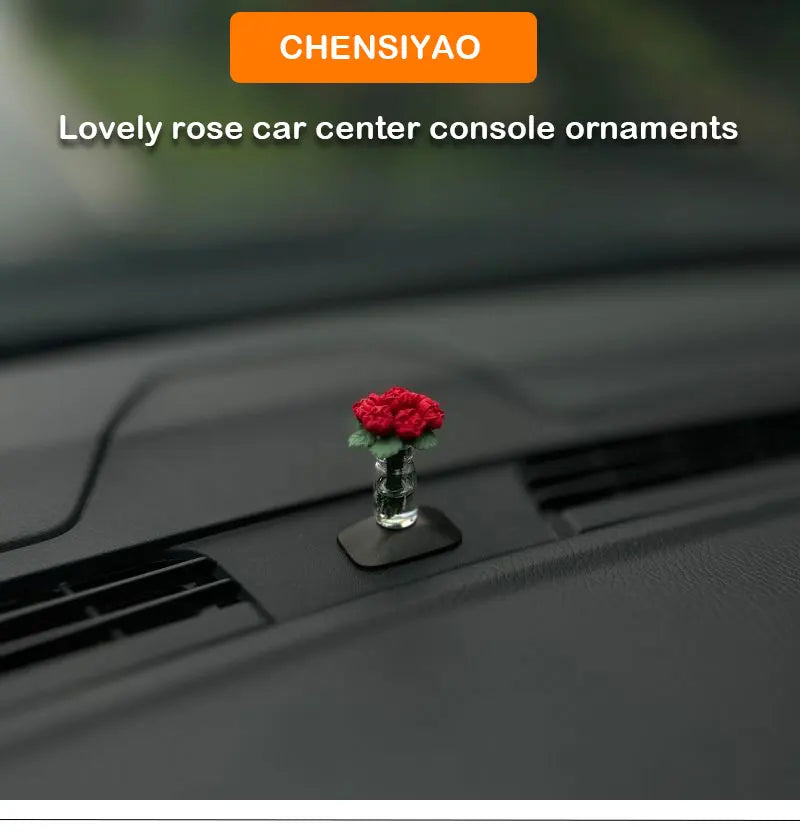 Mini Rose and Sunflower Car Dashboard Vase Decor