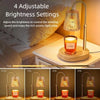 A series of four adjustable brightness settings for a dimmable electric candle warmer lamp with bulb.