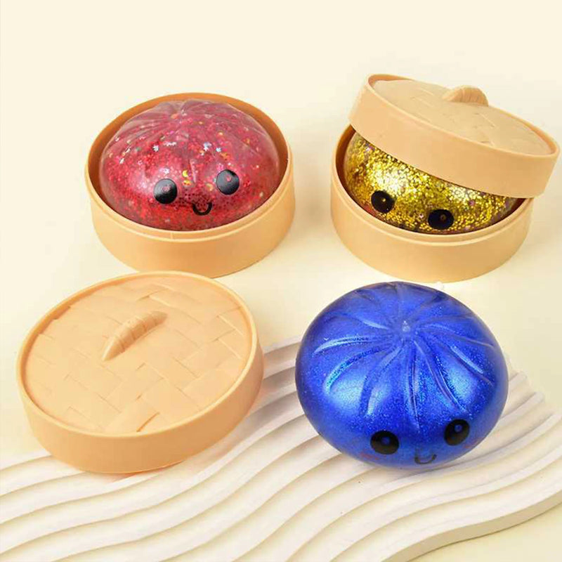 Glitter Dumpling Squishy Toy with Steamer
