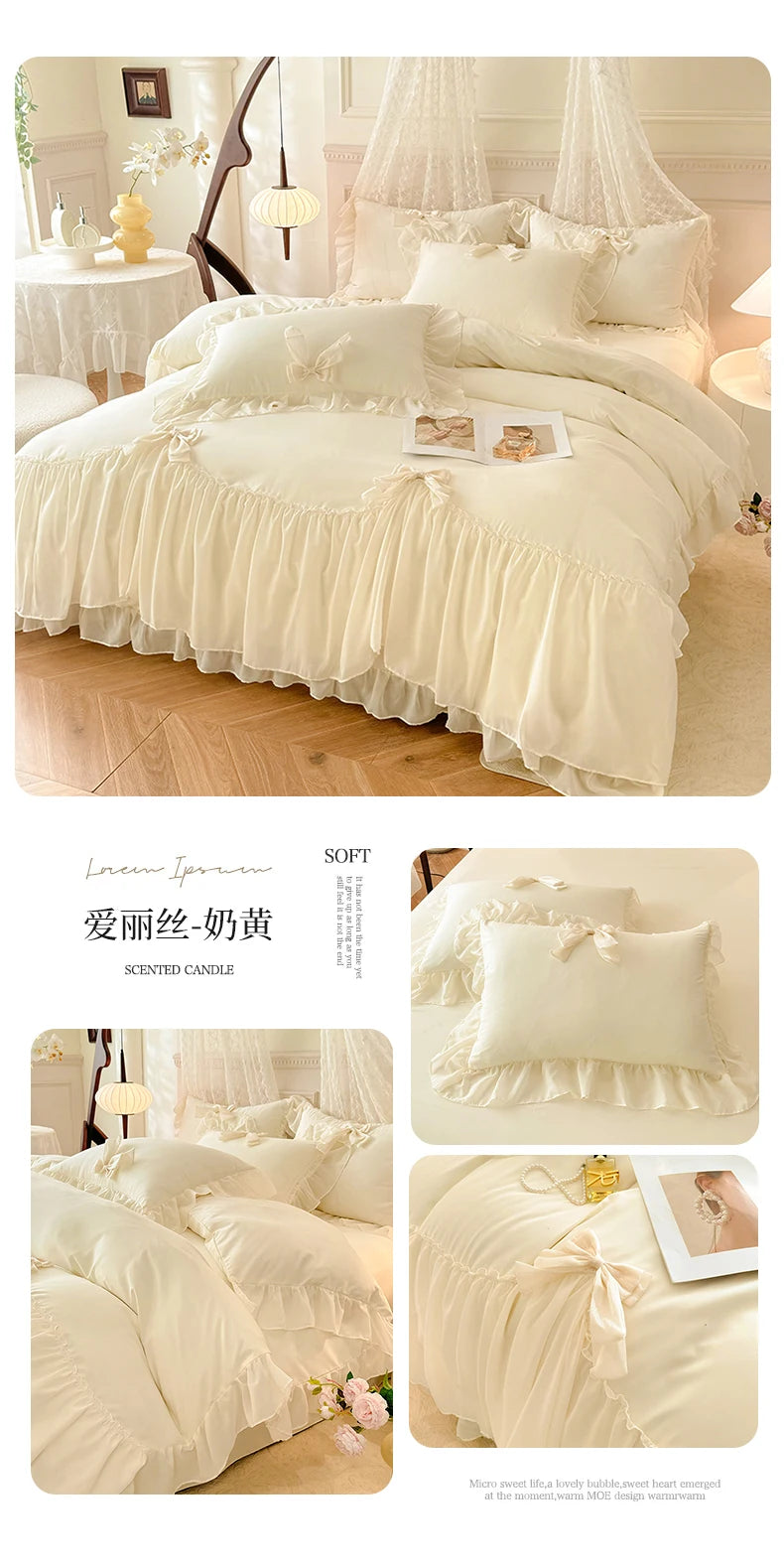 Princess Chiffon Duvet Cover with Romantic Ruffles