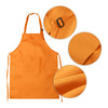 Orange kids craft apron and chef hat set with adjustable neck strap displayed on a white background.