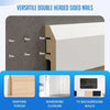 Versatile double headed sided nails shown with applications for skirting thread, wardrobe closure, and TV background walls.