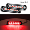 Two red LED strobe side marker lights are shown, one in a packaged form and one illuminated.