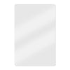A rectangular, silver-colored metal mirror or sign with a smooth reflective surface.