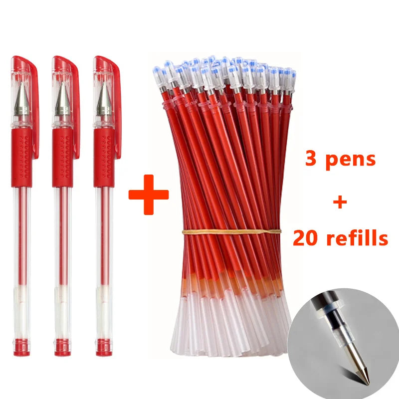Smooth 0.5mm Gel Pen Set with Refills (Black, Blue, Red)