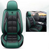 A green and black universal car seat cover for a vehicle interior, shown in detail.