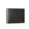 A dark gray men's genuine cowhide leather bifold wallet with a retro finish.