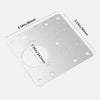 A silver cabinet hinge repair kit with dimensions marked on the surface.