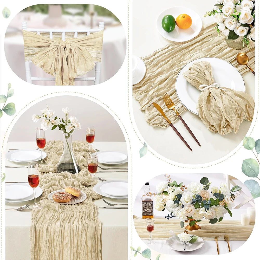 Sage Green Gauze Table Runner