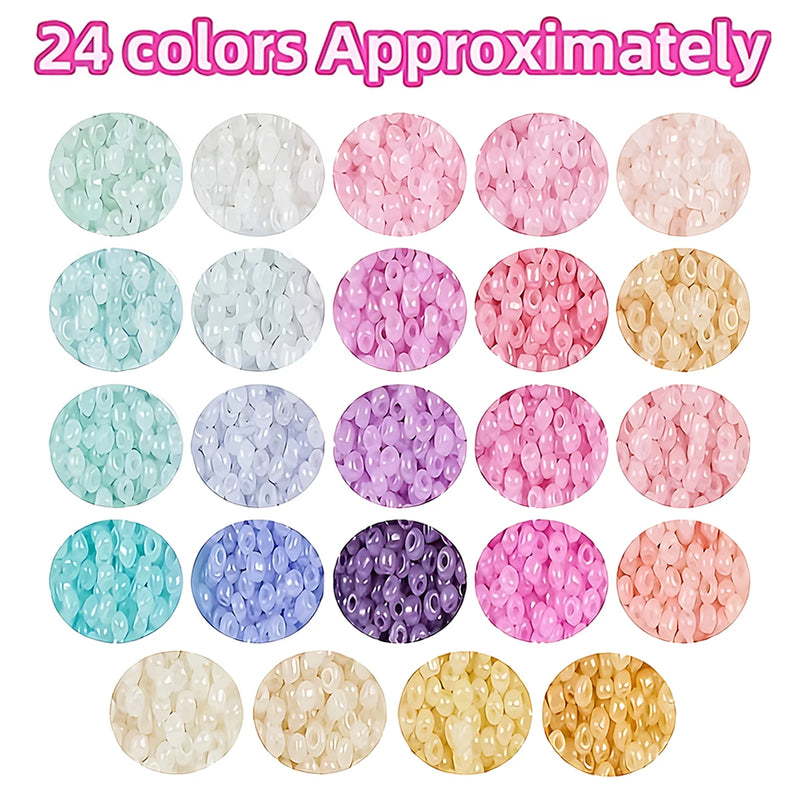 24-Color Glass Seed Beads Kit for Jewelry Making