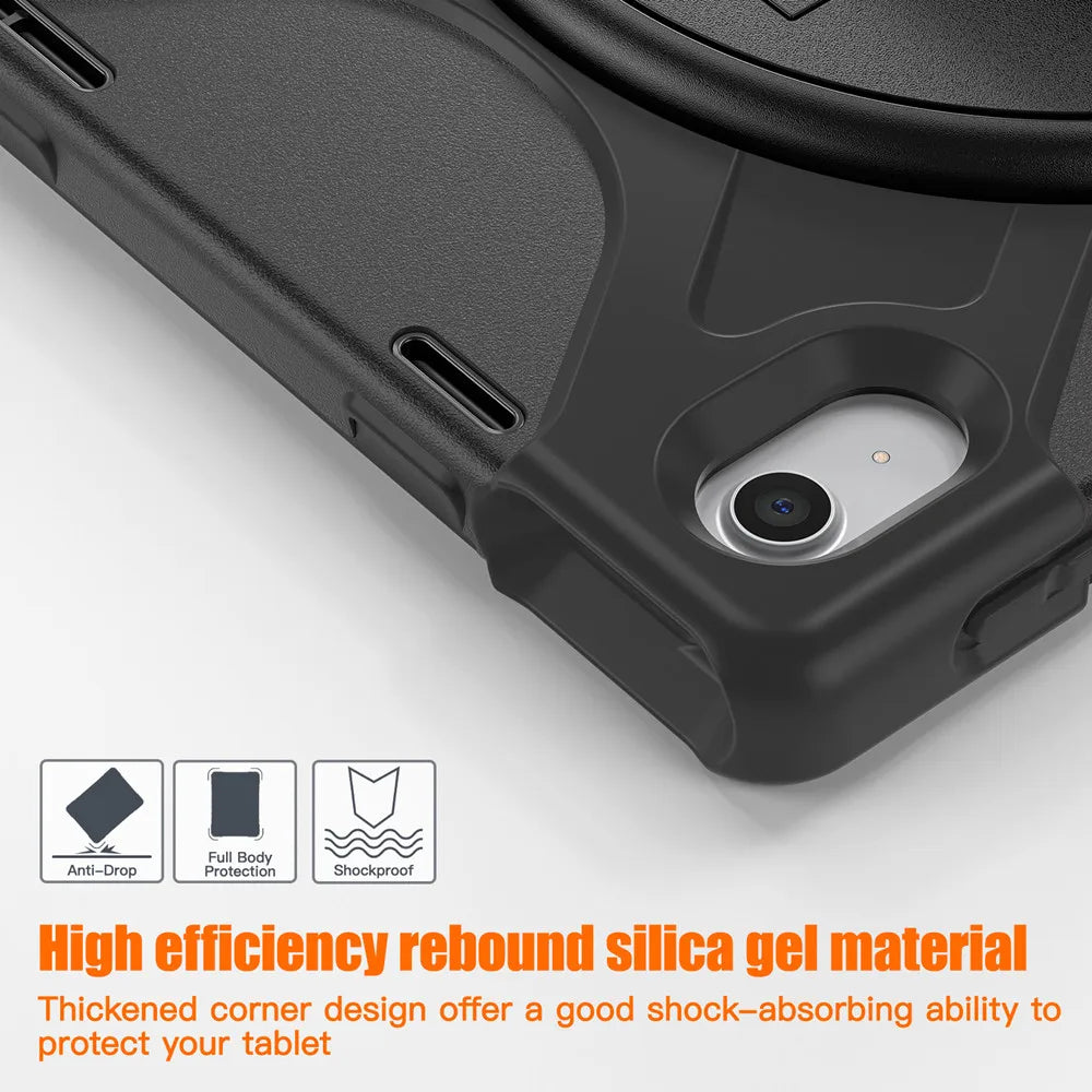 Black shockproof silicone gel case for an iPad with a thickened corner design.
