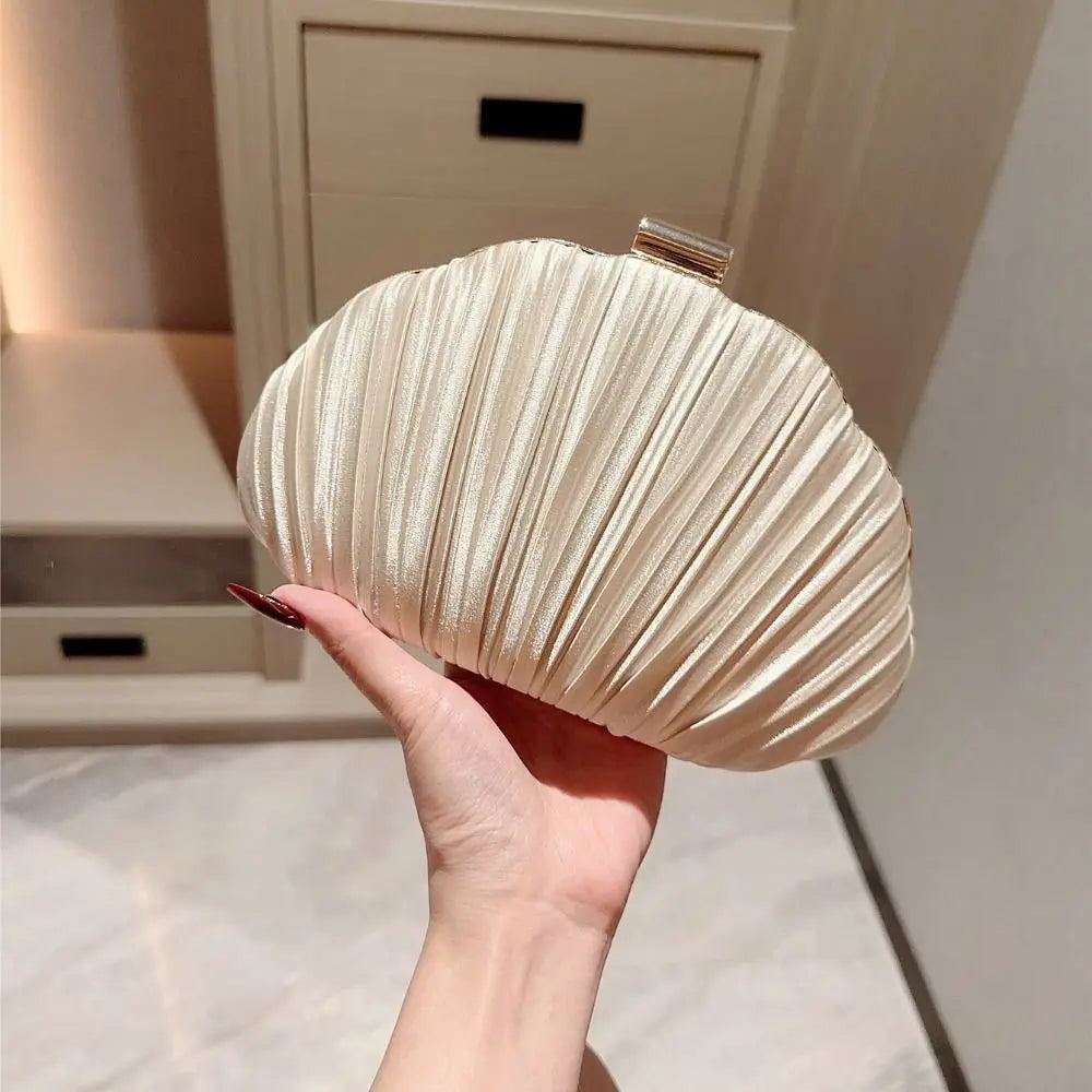 Elegant Pleated Evening Clutch with Chain Strap
