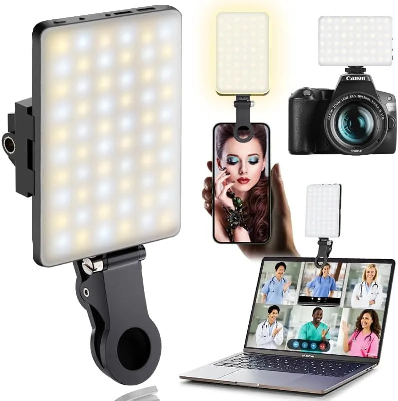 Portable LED Clip-On Selfie Light with 3 Modes