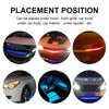 Various placement positions for a 22-inch RGB LED car scanner light strip including under the hood, grille, trunk, and interi