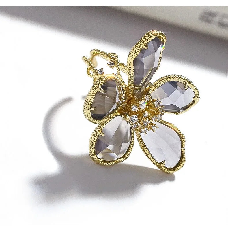 Crystal Flower Statement Ring