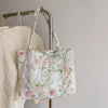 Quilted Floral Cotton Tote Bag with Padded Handle