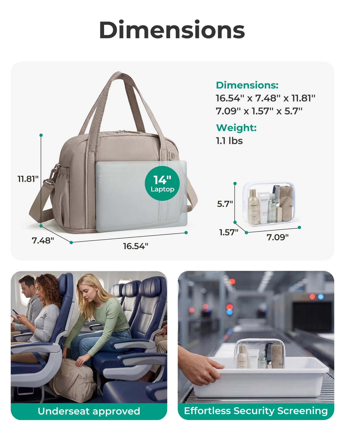 Expandable Travel Duffle Bag with TSA Toiletry Kit