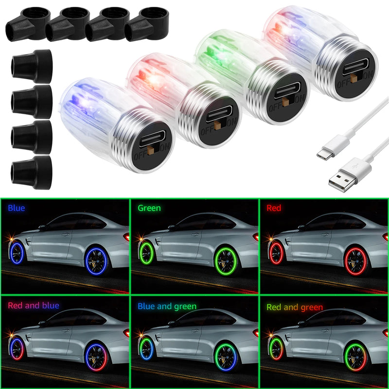 Motion-Activated LED Tire Valve Caps