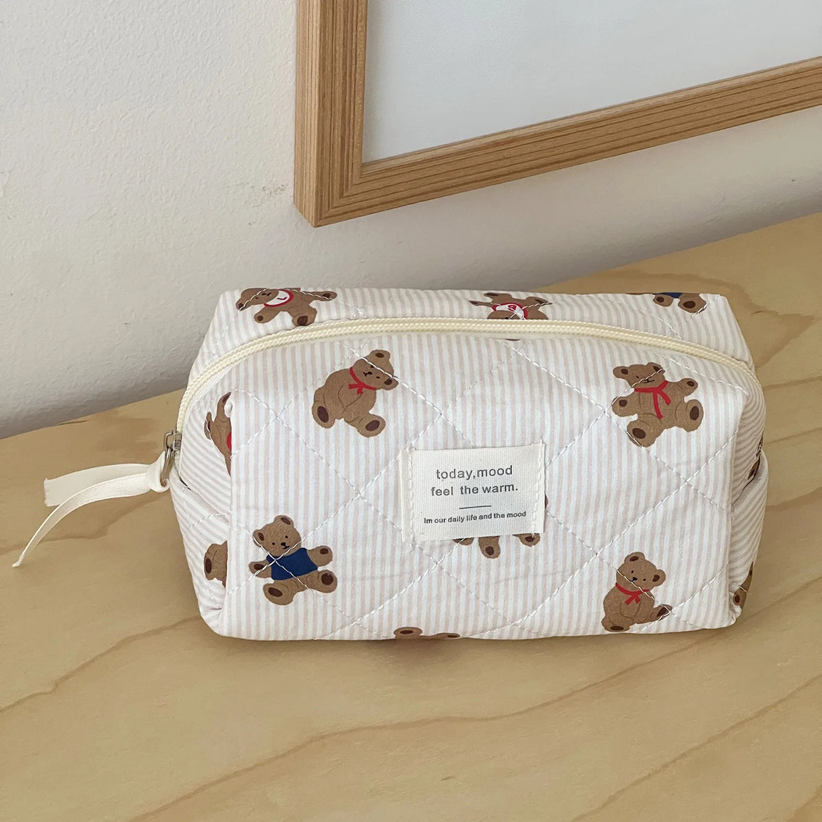 Striped Bear Large-Capacity Makeup Bag