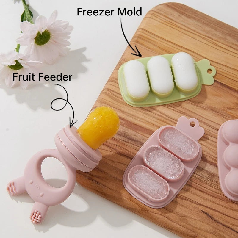 BPA-Free Silicone Baby Food Feeder and Popsicle Mold Set