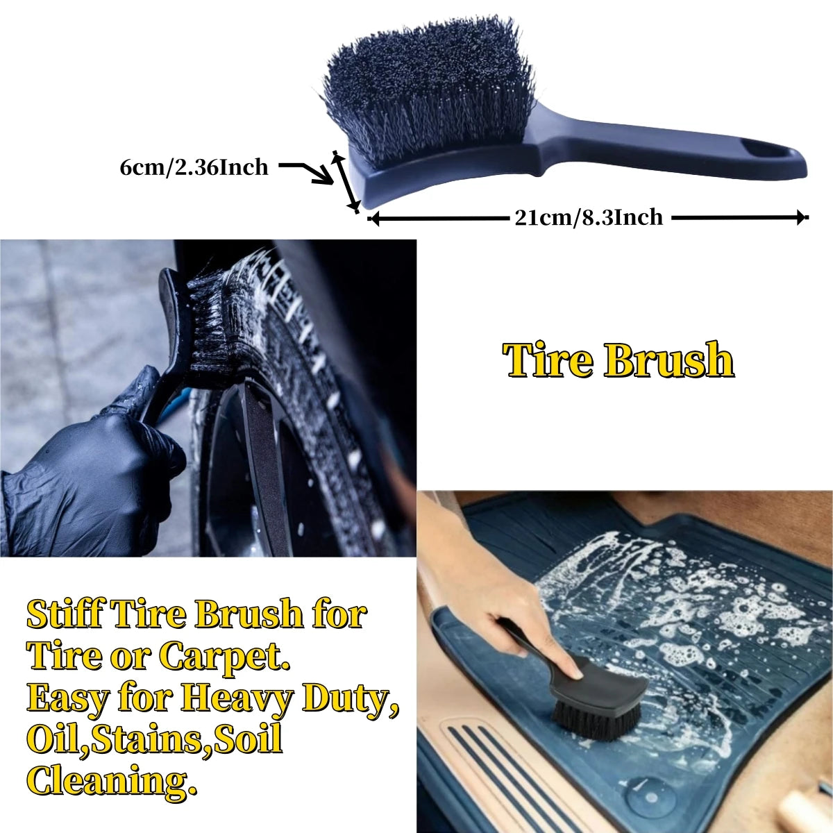 6-Piece Car Detailing Brush Set for Wheels, Dashboards & Vents