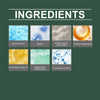 A list of ingredients including Bacillus subtilis, Papain, Sodium lauryl sarcosinate, Sodium bicarbonate, Acid Brilliant Gree