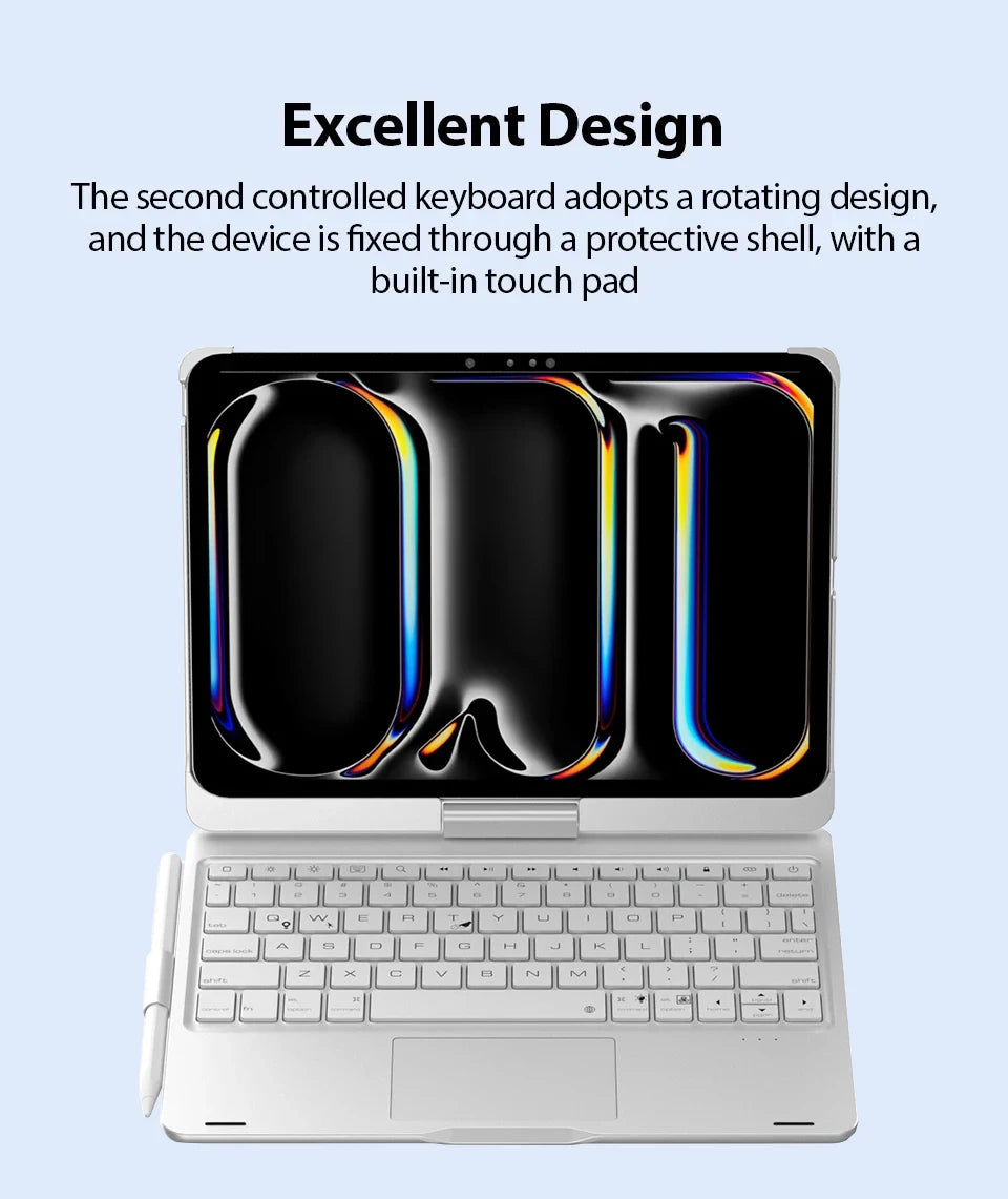 360° Rotating iPad Keyboard Case with Touchpad