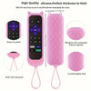 Pink silicone cat ear remote control cover with a button and lanyard for easy grip