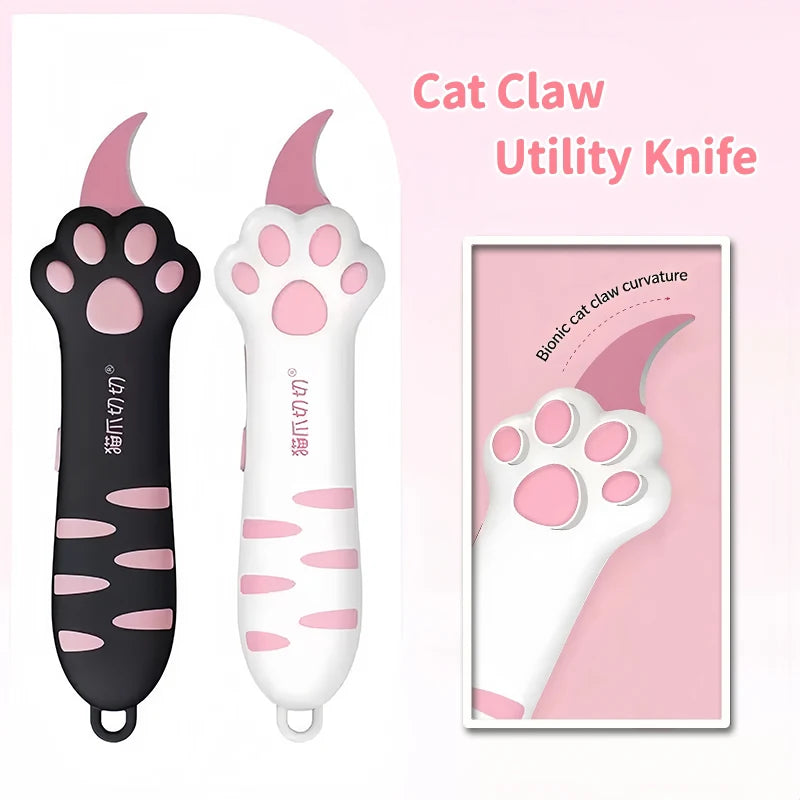 Pink and black utility knife shaped like a cat paw for grooming or other tasks
