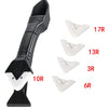 A black multi-purpose caulking and sealing tool kit with various sized tips labeled 10R, 3R, 6R, 13R, and 17R.
