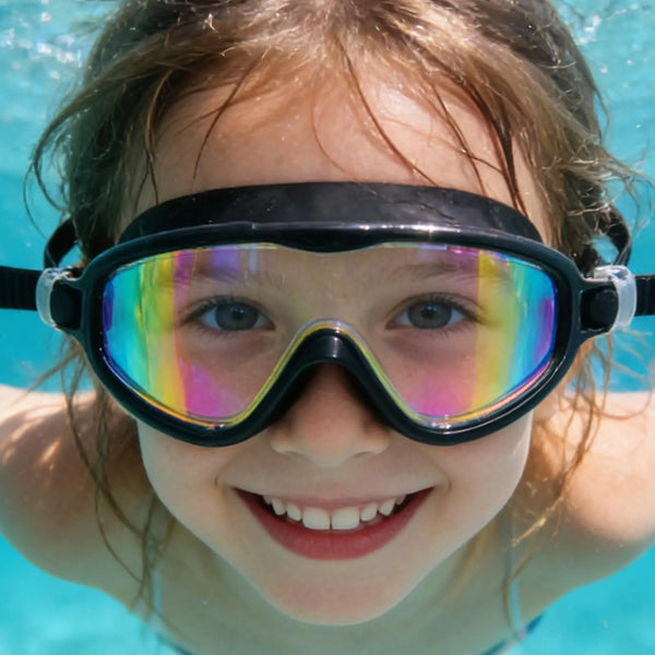 Lunettes de natation anti-buée pour enfants avec pince-nez et bouchons d'oreilles