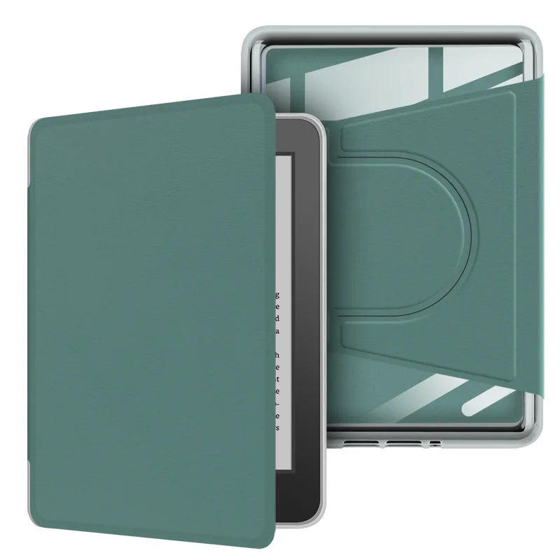 A teal magnetic detachable case for a Kindle Paperwhite device.