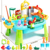 Interactive Water Play Table with Electric Faucet & Fishing Game