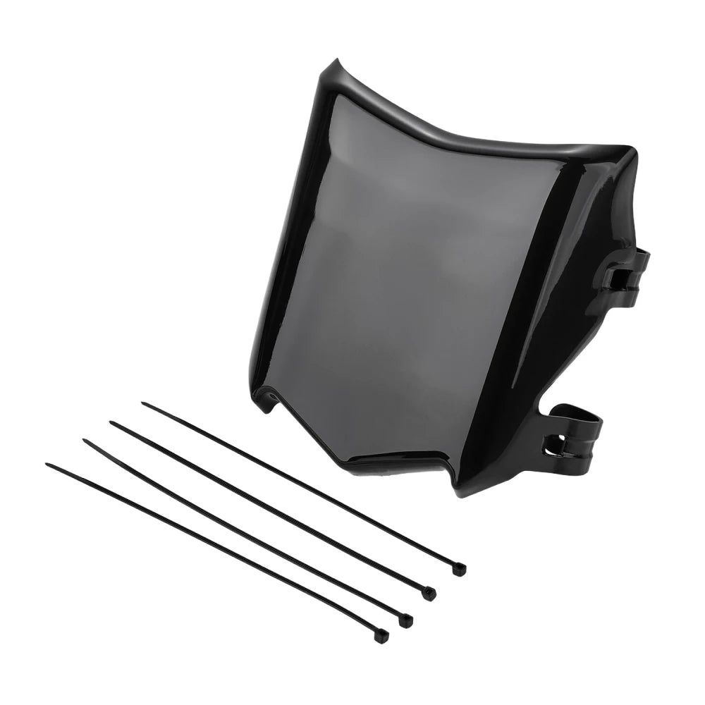 Black electric bike front plate guard with multiple thin metal rods.