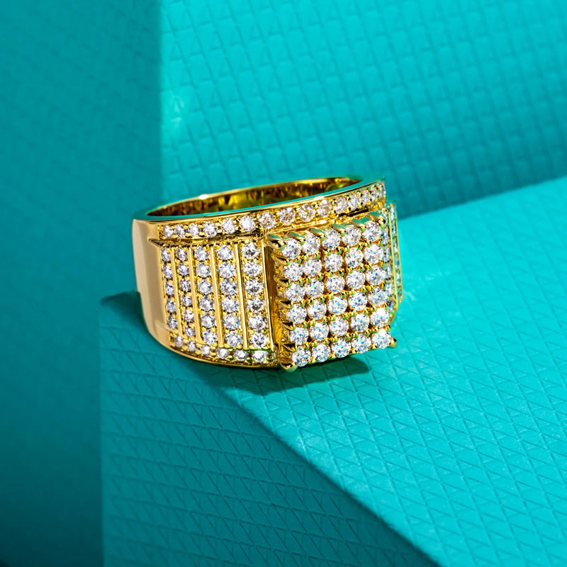 Men's 14K Gold Plated Moissanite Statement Ring