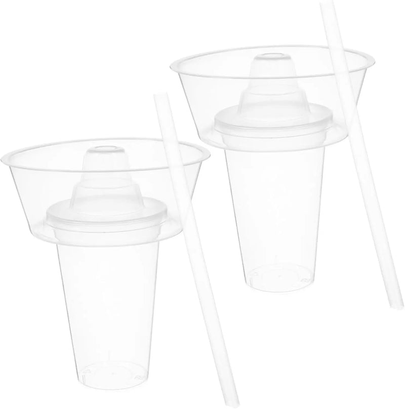 Clear Plastic Snack Cup with Straw