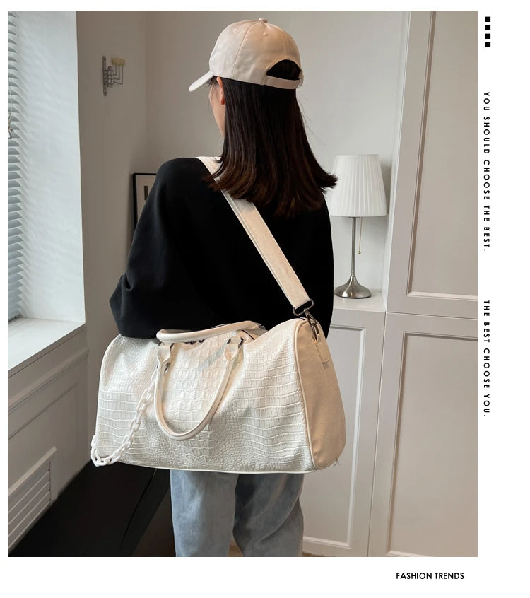 Crocodile Grain Large Capacity Travel Duffle Bag