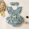 Baby Girl Sleeveless Floral Romper with Headband