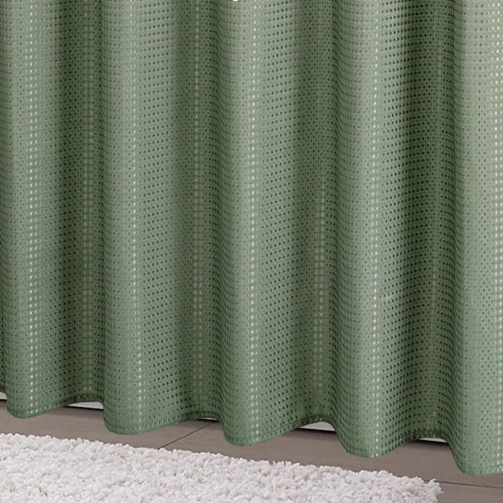 Waffle Textured Waterproof Shower Curtain with Hooks