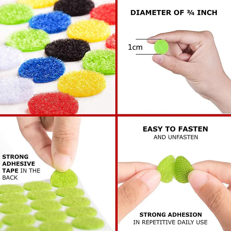 Self-Adhesive Hook & Loop Dots (100 Pairs)