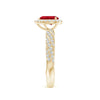 Pear-Cut Lab-Grown Ruby Halo Ring in Yellow Gold