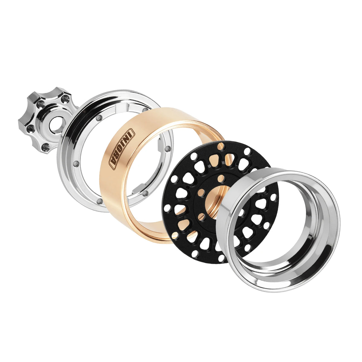 INJORA 1.0" Modular Beadlock Wheels for 1/18 1/24 RC Crawlers - Brass & Aluminum