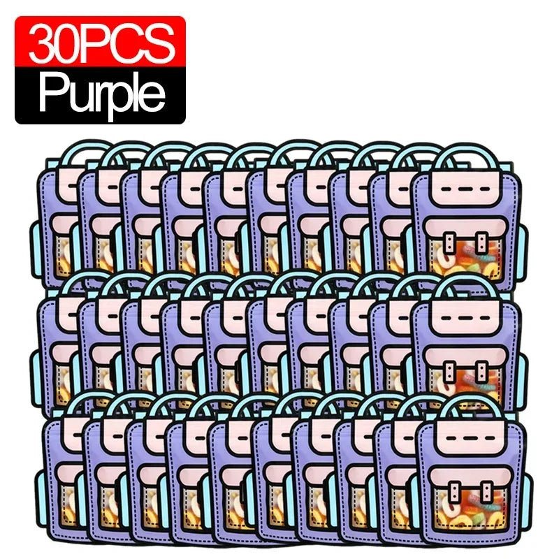 30 pieces of purple cute cartoon backpack goodie bags for kids party favors