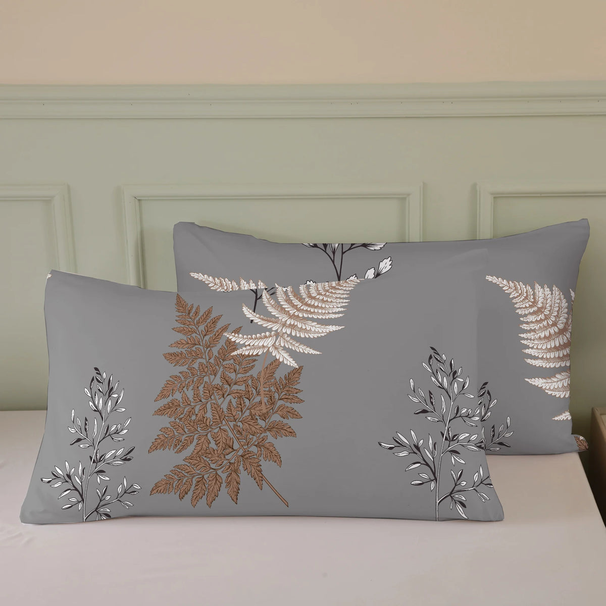Botanical Leaf Print Duvet Cover Set with Pillowcases