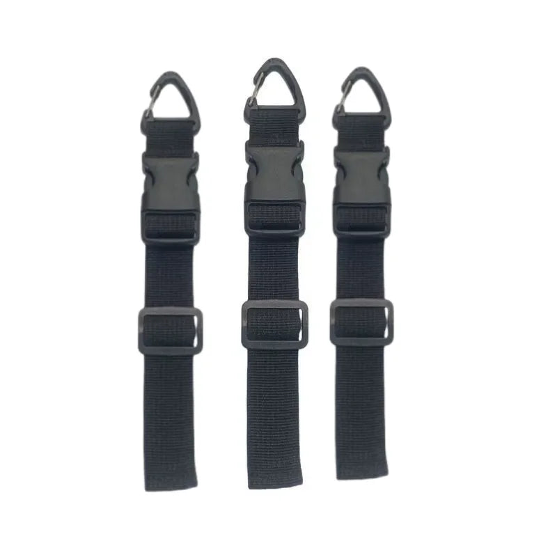 A set of five black heavy duty extension cord organizers with buckle locks.