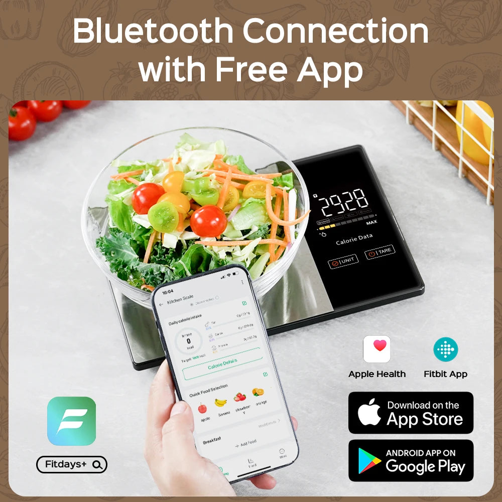 Smart Nutrition Kitchen Scale with Bluetooth App