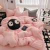 Solid Black Microfiber Duvet Cover Set with Pillowcases