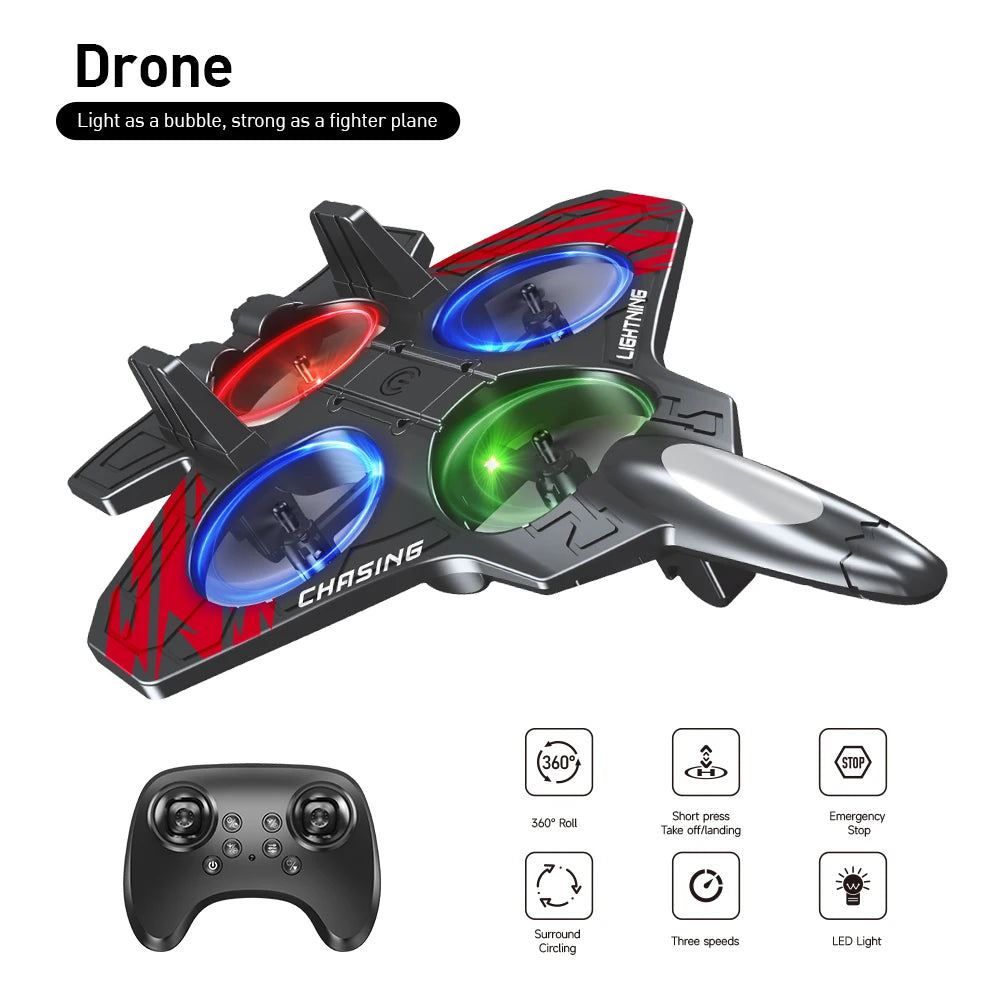 Stunt Foam Glider Drone with LED Lights and Intelligent Hover
